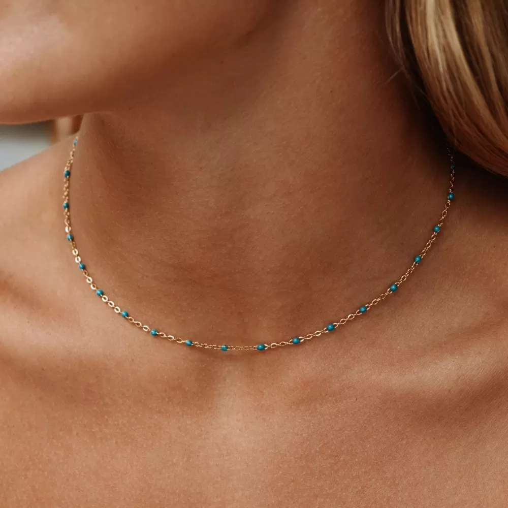 Atolea Jewelry Blue Beaded Choker