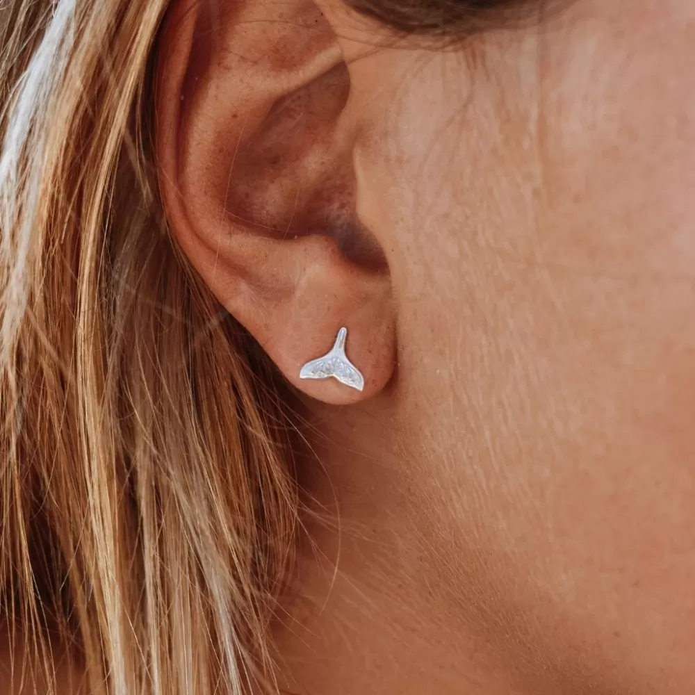 Atolea Jewelry Silver Whale Tail Earrings