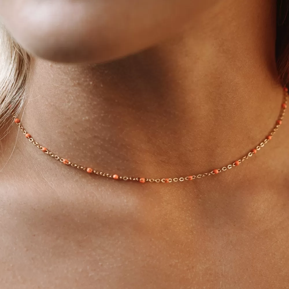 Atolea Jewelry Tangerine Beaded Choker